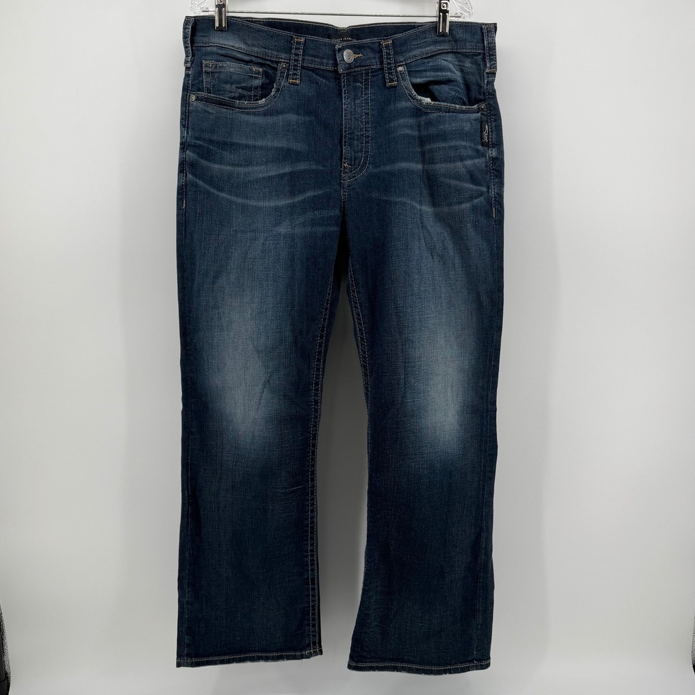 Silver Jeans Co Craig Loose Fit Straight Leg Dark Wash Denim Jeans Mens 36x30
